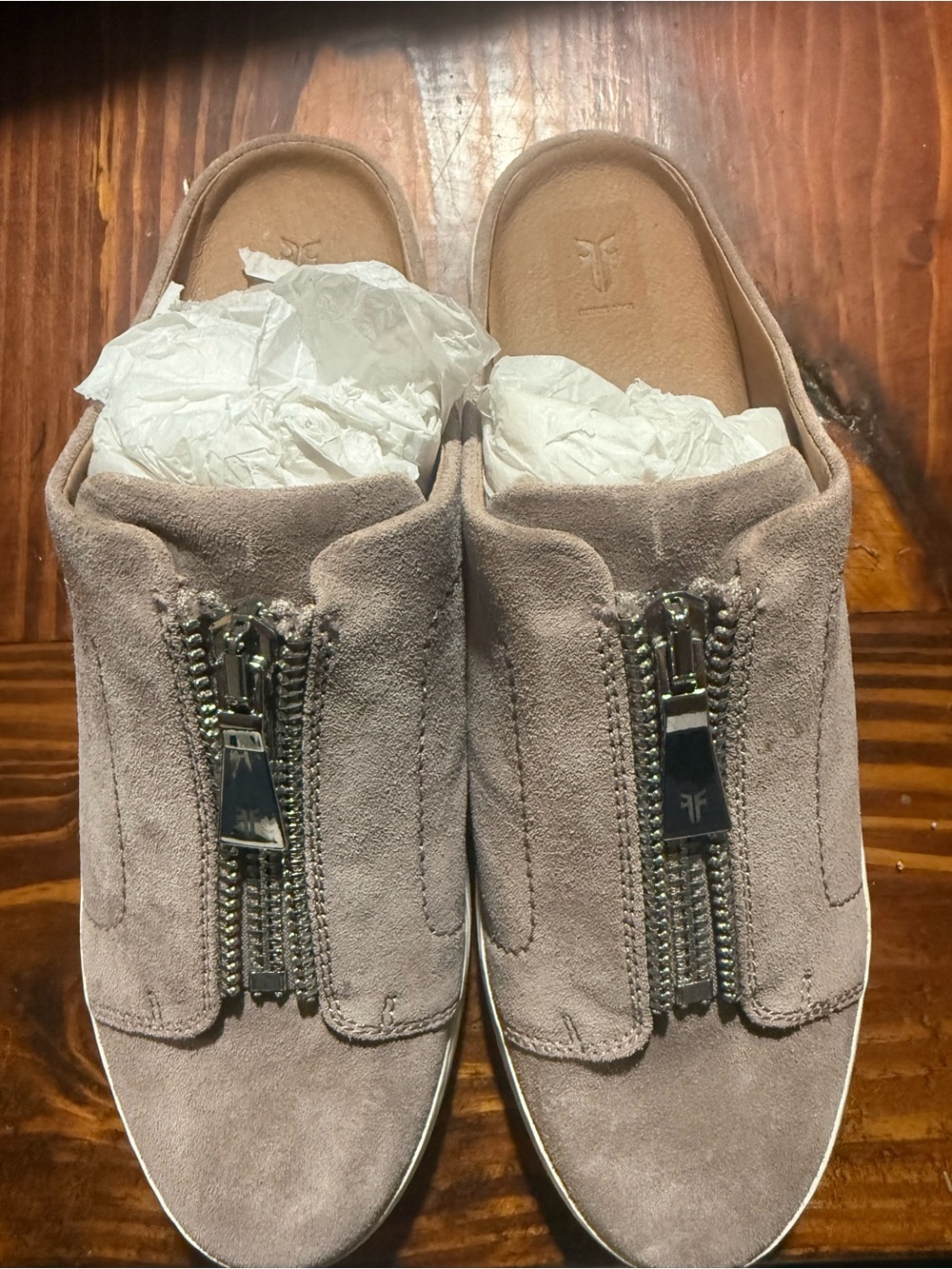 Frye Women’s Lena Zip Suede Sneaker Mules – Dusty Rose size 11 new